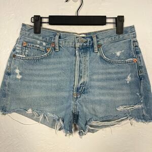 AGOLDE Parker Vintage Cut Off Shorts Swapmeet Distressed Light Blue 27